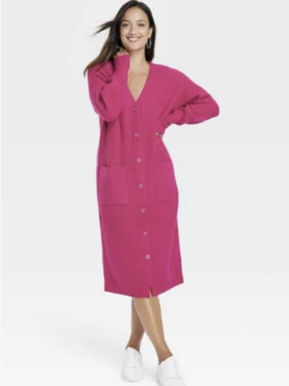 a new day Long Sleeve Button Front Sweater Cardigan Dress Size XS